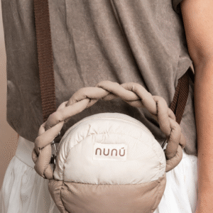 Bolso Mini Cilindro Acolchado nunú café con beige